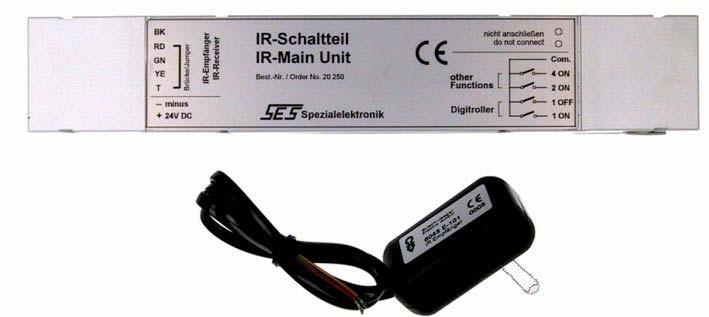 IR-Schakeldeel / IR-Main Unit spanning / Voltage kanalen / Channels uitgangen / Output afmetingen / Dimensions (B x H x L / W x H x L) 24V- DC 4 (per adresse /