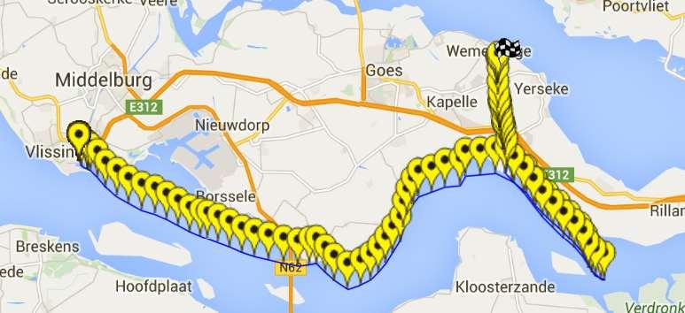 Leg 1 Westerschelde Kanaal door Zuid Beveland 23 e 19:00-24 e 02:30 Woensdag 19:00 Motor start en gas erop! Samen met de rest van de vloot richting de sluis van Vlissingen.