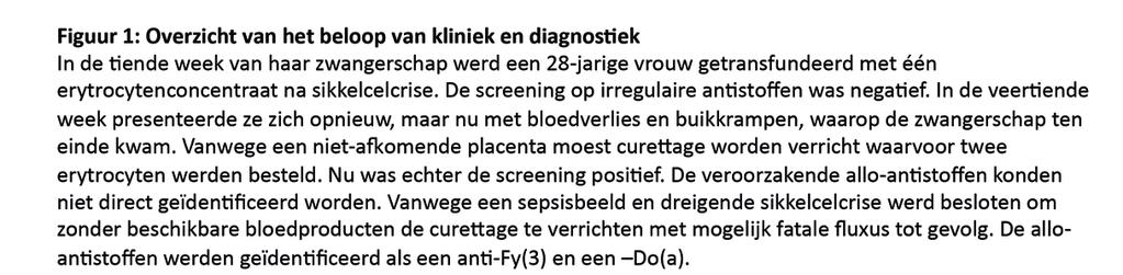 Uiteindelijk werden naast anti-fy(3) ook een anti-do(a) geïdentificeerd, twee antistoffen die niet vaak genoemd worden in de alledaagse transfusiepraktijk.