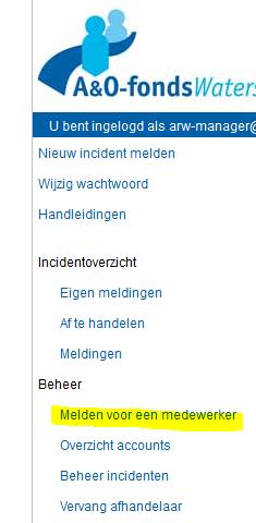 4. Melden incident namens medewerker U krijgt een papieren registratiekaart en wil deze namens de melder op een eenvoudige en snelle manier in het systeem verwerken.