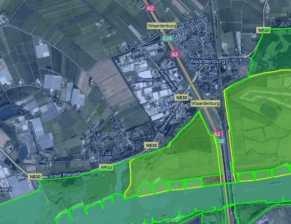 EHS = groen Natura2000 = geel Bijlage 4 Titel: Kaart ligging plangebied ten opzichte van EHS en Natura 2000 Projectcode: Projectnaam: