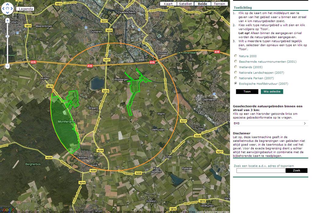 Bijlage 9: Kaart ligging van het plangebied ten opzichte van Ecologische