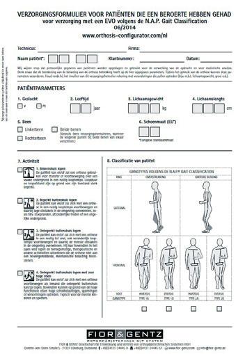 Verzorgingsformulier voor de orthetische verzorging van patiënten met cerebrale parese (Orthotic