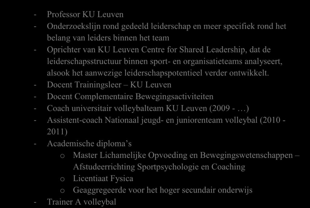 Afstudeerrichting Training en Coaching: Basketball Katrien Fransen - Professor KU Leuven -