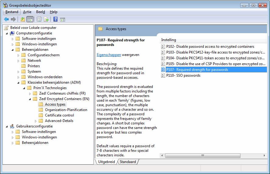 Configuratie (beleidsregels/gpo) Het systeem voor GPO's (Group Policy Objects) van Windows wordt als bekend beschouwd en wordt hier niet beschreven.