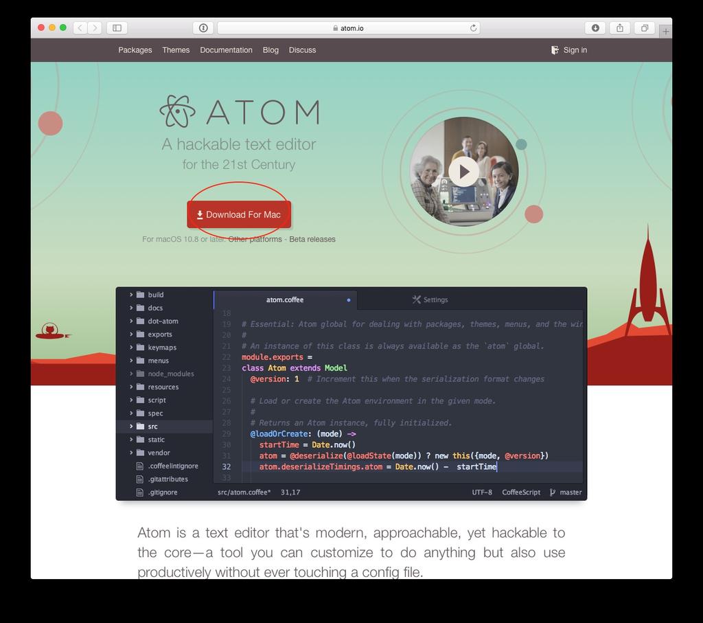 3.2 Atom Stap 1: Downloaden van Atom Om nu daadwerkelijk games te kunnen gaan bouwen hebben we een source code editor nodig.