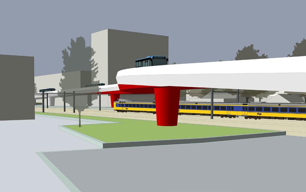 4.5 De pijlers en/of ondersteuningsconstructies Eis: de ondersteuningsconstructies en de landhoofden zo te ontwerpen dat deze expressie geven aan de positionering van de brug in de Spoorzone.