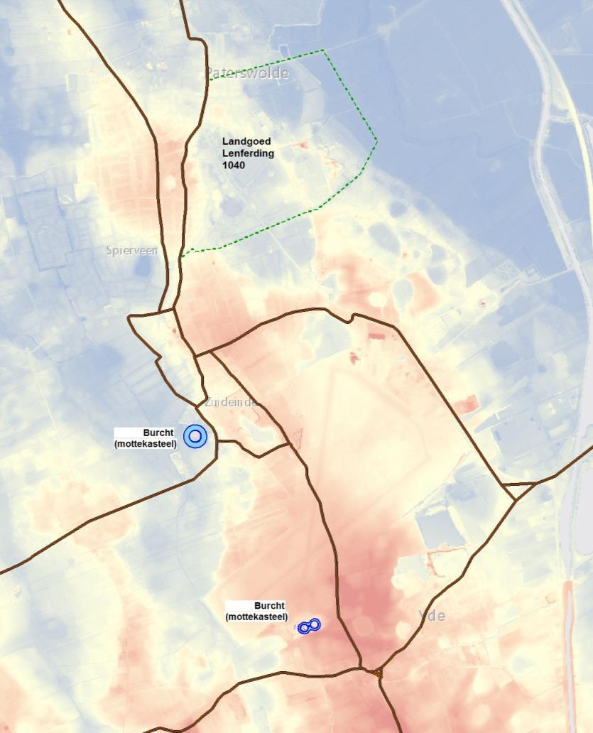 Het landgoed/leengoed Lenvering of Lenferding. Op de kaart links is de vermoedelijke ligging weergegeven.