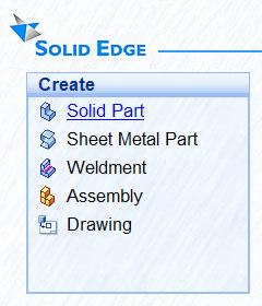 Klik op de Solid Part omgeving