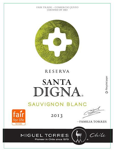 ***(*) Santa Digna Sauvignon Blanc Reserva 2013 100% sauvignon blanc uit Central Valley, waarvan 30% uit Casablanca, 30% uit Leyda en de rest van de heuvels bij de Andes.