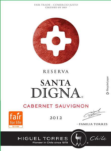 ***(*) Santa Digna Cabernet Sauvignon Reserva 2012 100% cabernet sauvignon uit Central Valley, geoogst van 26 maart tot 3 mei. Vergisting 7 dagen bij 25-28 C. In totaal 20 dagen op de schillen.
