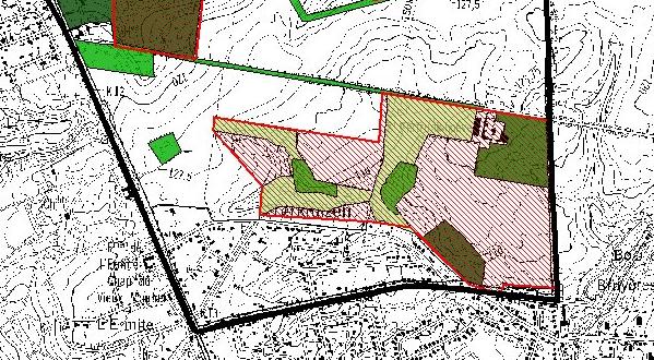 De bodemkaart geeft aan dat het RUP gelegen is drie aanduidingen voor de aangeduide zone: - op een droge zandleembodem (bruin-roze kleur).