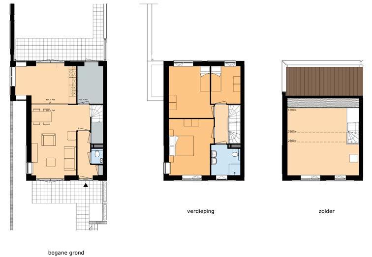 Cluster 1 - Woningtype E02 Ligging appartementen Cluster 4 binnen blok H1 en H2 Eengezins hoekwoning met drie woonlagen Woonoppervlakte (totale GBO):