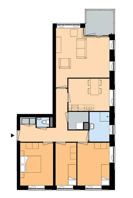 3,3 m2 Aantal woningen: 5 Huisnummers in Blok H2: Ottho Heldringstraat 258, 266, 274, 282 en 290 1e t/m 5e verdieping Woonoppervlakte (totale GBO): ca. 95,1 m2 Woonkamer: ca. 23,4 m2 : ca.