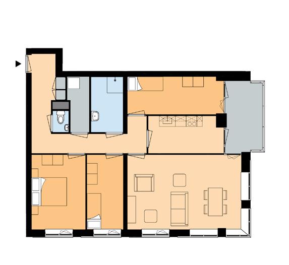 Cluster 1 en 3 - Woningtype A01 Cluster 1 en 3 - Wonintype A02 Begane grond Woonoppervlakte (totale GBO): ca. 96,2 m2 Woonkamer: ca. 34,6 m2 : ca. 5,6 m2 Drie slaapkamers: ca.