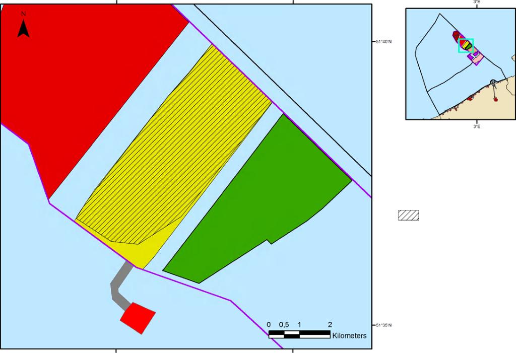 Door de verruiming wordt het oppervlak van het concessiegebied uitgebreid van 18,4 km2 tot 20,3 km2 met een effectief beschikbaar oppervlak van 19,5 km2 (bufferzone rond niet-actieve Rioja kabel =