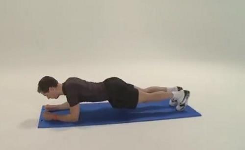 Plank Uitvoering: Ga in elleboog- en tenensteun op een matje of harde ondergrond.
