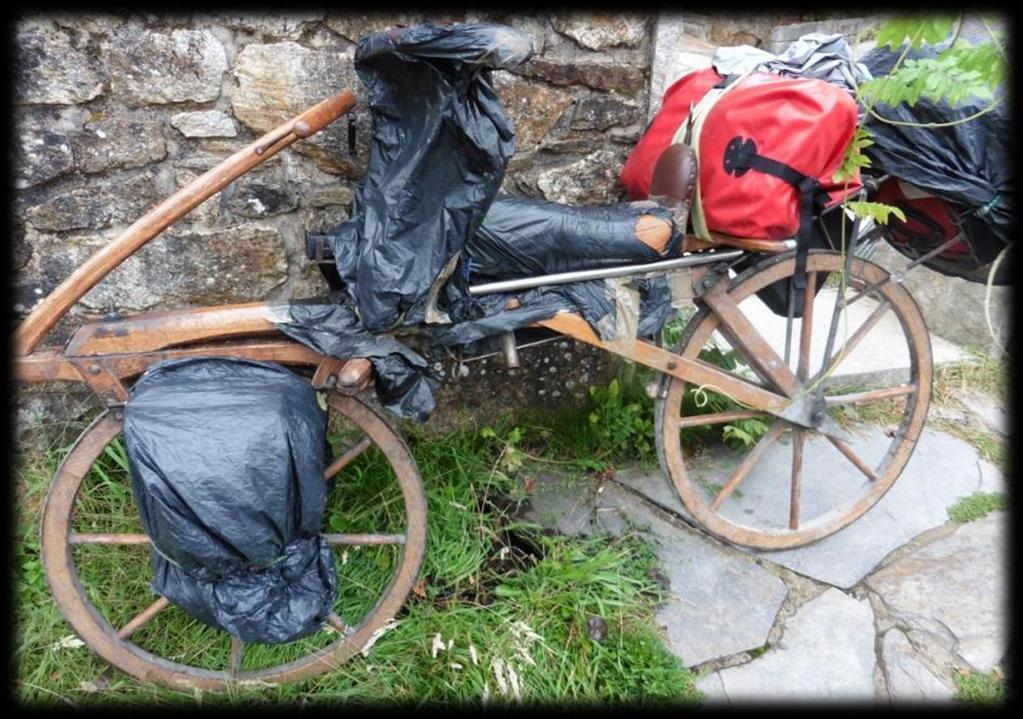 Walter heeft bepaalde delen van zijn fiets ingepakt met