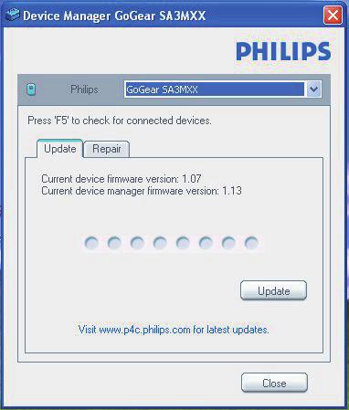 5 De firmware bijwerken met Philips Device Manager Philips Device Manager installeren 1 Controleer of u uw PC is verbonden met internet. 2 Start Philips Device Manager.