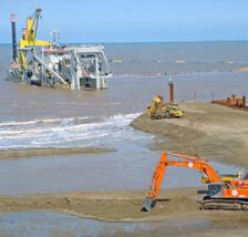 Deze activiteiten omvatten onder andere het baggeren van aanlandingen voor offshore pijpleidingen, in combinatie met