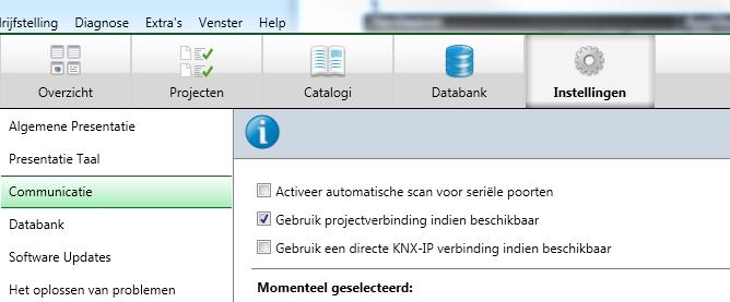 Ingebruikstelling 4.3 Overdracht versnell: overdrachtsweg KNX-TP of IP selecter Het programmer (overdracht van ETS naar het apparaat) gebeurt in de programmeeromgeving van ETS.