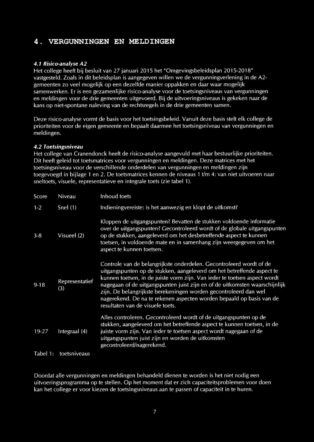 Er is een gezamenlijke risico-analyse voor de toetsingsniveaus van vergunningen en meldingen voor de drie gemeenten uitgevoerd.