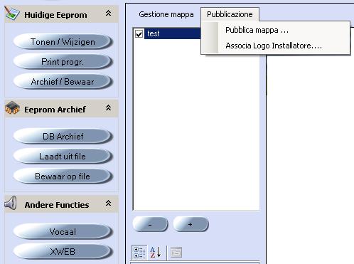 Weergave van de map/plan Associa logo Installatore: Invoegen van een Logo van de installateur : Maakt het mogelijk voor de installateur om zijn logo op de Home pagina van de web-server weer te geven.