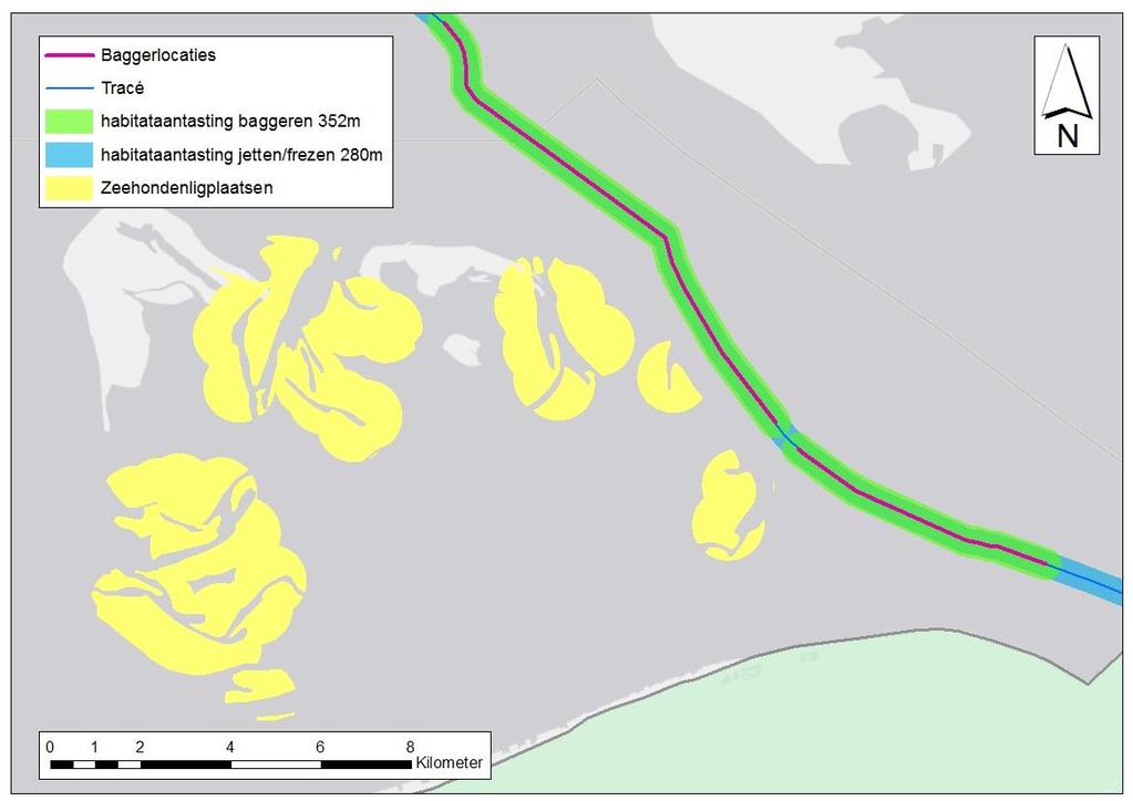 Passende Beoordeling COBRAcable Figuur 5.3: Habitataantasting rond het tracé met zeehondenligplaatsen. 5.1.