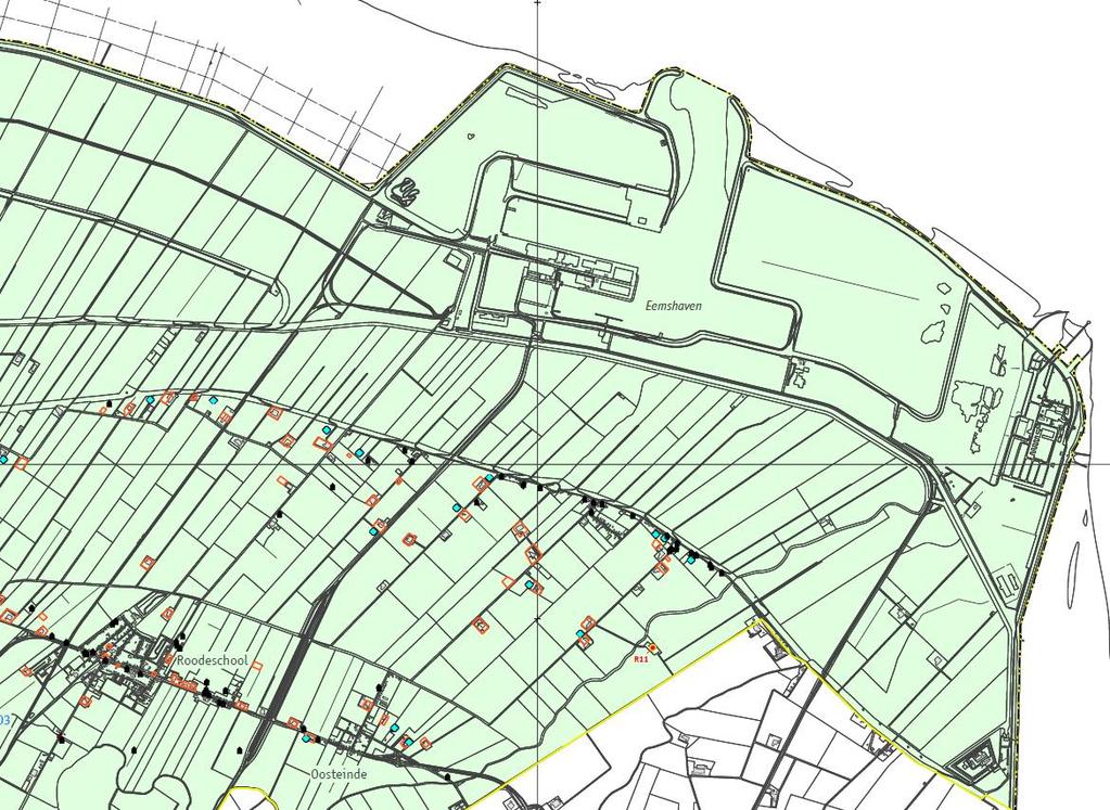 Uitsnede uit de Archeologische verwachtingskaart en beleidsadvieskaart gemeente Eemsmond (RAAP-rapport 1732, 2008); ligging