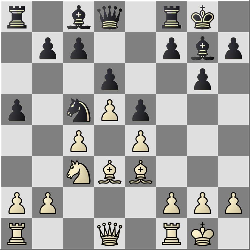 Oktober 2016 11. Dxd3 a4 12. Pd2 f5 13. c5 dxc5 14. Pc4 met tegenkan- 17.... g5 18. Kh1 g4 19. fxg4 Lxg4 20. h3 Ld7 21. Df3 Dc8 sen voor wit. 11. Pxc5 Pxc5 12.