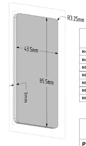 No-Ha schuifdeurgreep Coverplate No-Ha 2.0 Afwerkingsplaatje Standaard maat voor volgende producten 1210 P01 Afdekplaat MDF met primer 1210 P02 Inox geborsteld 1210 NM937 No-Ha 2.