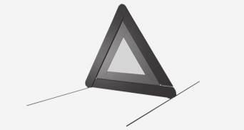 Neem de gevarendriehoek uit de houder, klap de driehoek uit en bevestig de twee losse zijden aan elkaar. Klap de steunpoten van de gevarendriehoek uit.