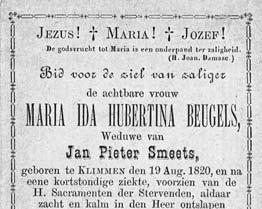 Van Loo. Zij overleed op 13 januari 1852 te Walem.