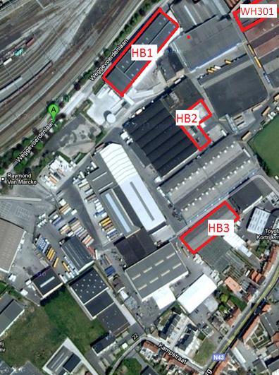 2 Analyse 2.1 Situering masterproef Op de site van Kortrijk zijn naast de hoofdzetel en kantoren ook verschillende magazijnen aanwezig. De distributie wordt van hieruit geleid voor België.