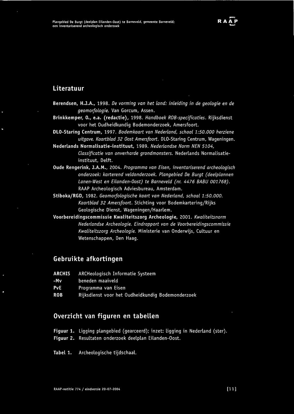 Rijksdienst voor het Oudheidkundig Bodemonderzoek, Amersfoort. DLO-Staring Centrum, 1997. Bodemkaart van Nederland, schaal 1:50.000 herziene uitgave. Kaartblad 32 Oost Amersfoort.