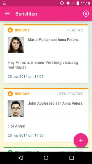 Berichten lezen, (door)sturen en reacties plaatsen in de Nedap Ons app Overzicht van berichten De berichten worden in chronologische volgorde