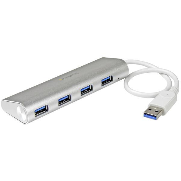 4 Poorts draagbare compacte USB 3.0 hub met geïntegreerde kabel - aluminium Product ID: ST43004UA Deze 4-poorts draagbare USB 3.