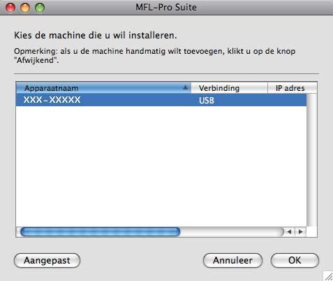 USB Mcintosh d e De Brother-softwre zoekt het Brotherpprt. Selecteer de mchine in de lijst en klik op OK. 14 Presto! PgeMnger instlleren f Klik op OK wnneer dit scherm wordt weergegeven.