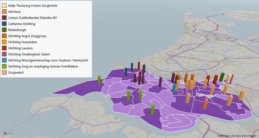 De locaties in Zuid- Hollandse Eilanden Op basis van postcode zijn de locaties van de intramurale aanbieders in Zuid-Hollandse
