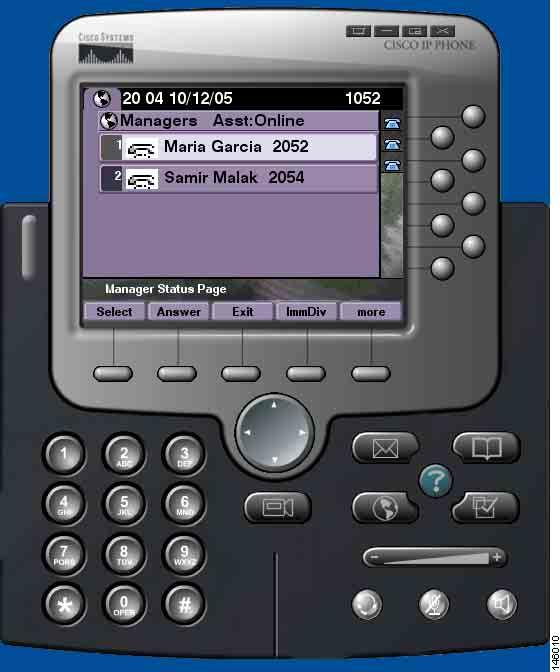 Afbeelding 5 Het scherm Managerstatus Opmerking Als de primaire IPMA-service niet meer actief is, wordt het telefoonscherm van de assistent niet bijgewerkt om deze toestand aan te geven.