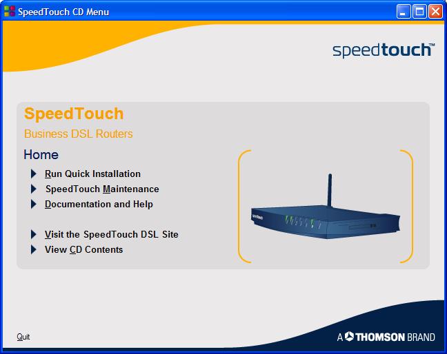 Hoofdstuk 2 Basisinstallatie 2.3 De SpeedTouch installatie-cd SpeedTouch installatie-cd Uw SpeedTouch wordt geleverd met een installatie-cd.