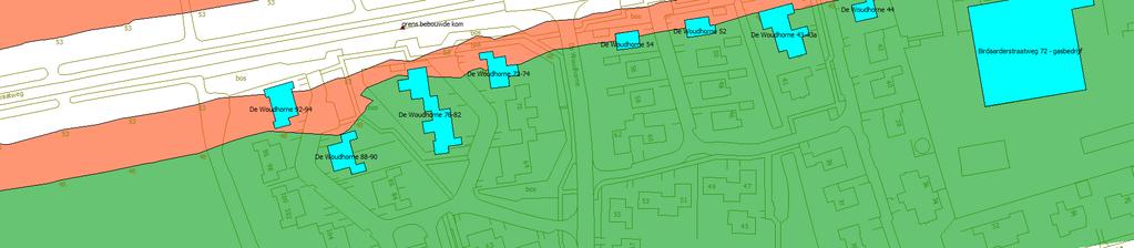 Het blijkt dat de 48 db contour bij het 30 km wegvakgedeelte gelegen is op 27 m uit de wegas. Bij het 60 km weggedeelte is deze afstand 46 m uit de wegas.