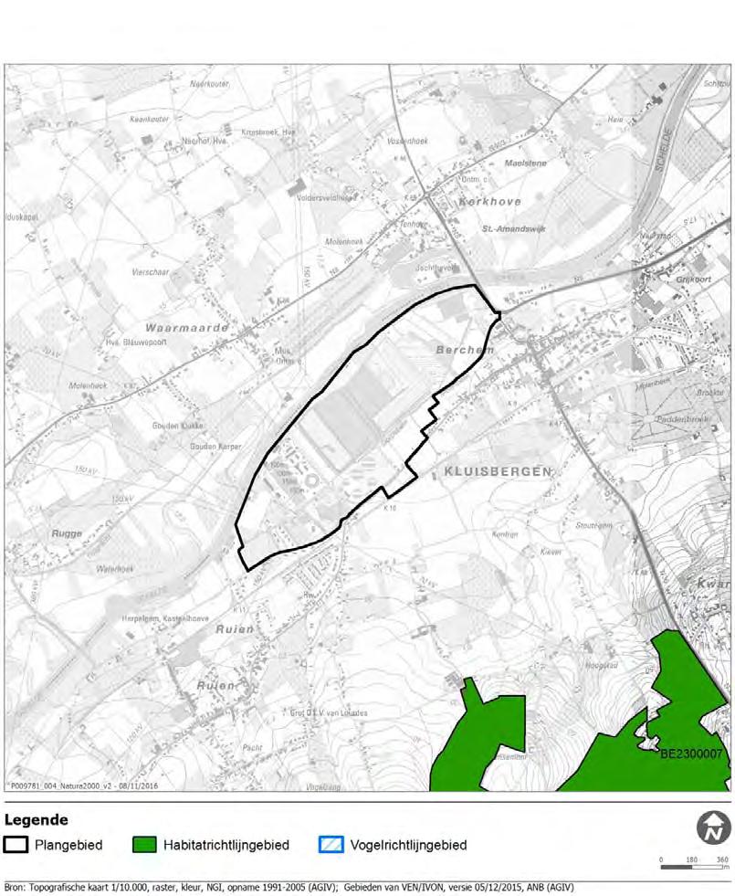 Beschermingen Natura 2000 (Vogel- en Habitatrichtlijngebieden): het plangebied is gelegen op >1 km ten noorden van het Habitatrichtlijngebied Bossen van de Vlaamse Ardennen en andere Zuidvlaamse