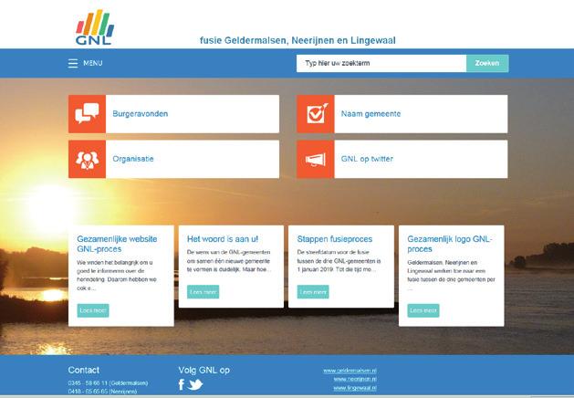Fusie GNL Dit is een gezamenlijke publicatie van de gemeenten Geldermalsen, Neerijnen en Lingewaal (GNL) Gezamenlijk logo voor GNL-gemeenten Geldermalsen, Neerijnen en Lingewaal werken toe naar een