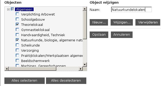 U kunt aan deze RI&E meerdere deel-ri&e s (objecten) toevoegen, wijzigen of weer verwijderen. Per deel-ri&e kunt u aangeven welke modulen van toepassing zijn. Zie paragraaf 2.