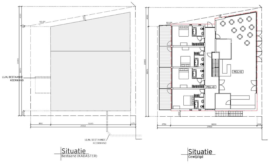 Illustratie 5. Huidige en toekomstige (rechts) bouwmogelijkheden voor Strand 10.