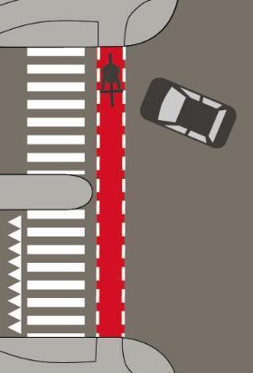 Eenrichtingsfietspad IN de voorrang Voorrangskruispunt rijstroken gescheiden