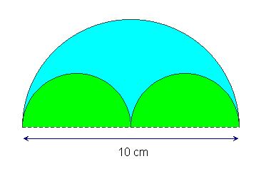 9 Bereken zo nauwkeurig mogelijk de oppervlakte van het gekleurde deel. De driehoek is rechthoekig en gelijkbenig en heeft rechthoekszijden van 6 cm lang.