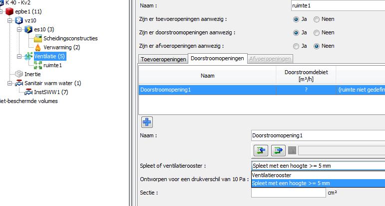 9 Spleet onder een deur 5mm Ter info: voor een spleet onder een deur wordt in de EPB-software gerekend met de volgende waarden: 0,36 m³/(h.cm²) spleet voor een drukverschil van 2 Pa; 0,80 m³/(h.