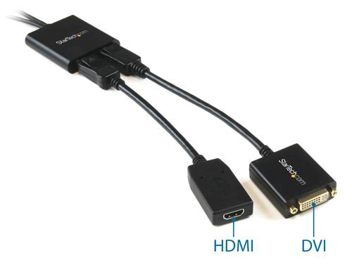 Werkt met elk scherm, televisie of projector Met de MST hub kunt u aparte mdp videoadapters gebruiken voor de aansluiting van HDMI-, VGA- of